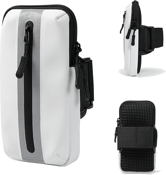 Running Phone Holder Armband, iPhone Arm Bands for Exercise, Running Arm Bands for Cell Phone, Phone Purse Cell Phone Holder for Walking (White)