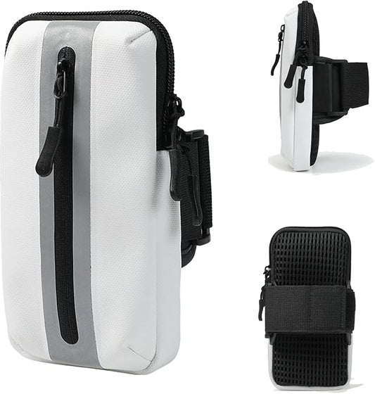 Running Phone Holder Armband, iPhone Arm Bands for Exercise, Running Arm Bands for Cell Phone, Phone Purse Cell Phone Holder for Walking (White)