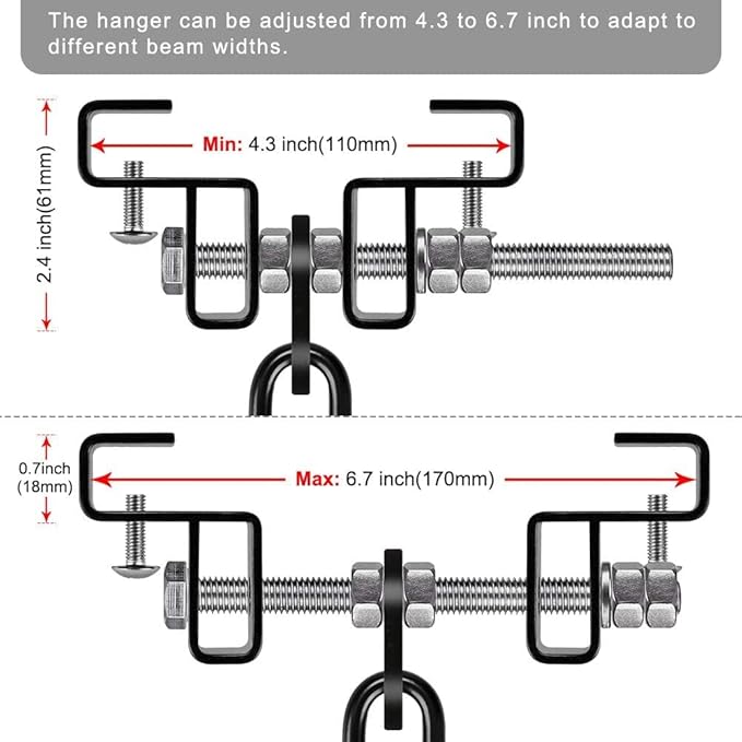 BeneLabel Punching Bag Hanger, Heavy Bag Mount, Boxing Bag Kit, Holder, Wall Mount, Accessories for Beam, 400KG Capacity