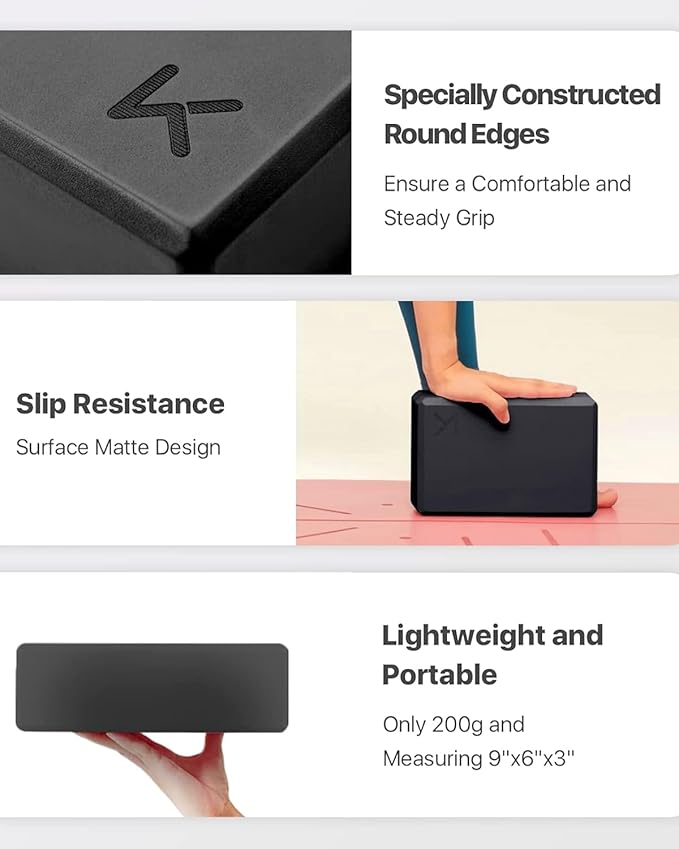 KEEP Yoga Block, High-Density EVA Foam 2 Pack Yoga Block with Non-Slip Textured Surface, Supportive, Lightweight - Ideal for Yoga, Pilates, and Stretching Exercises