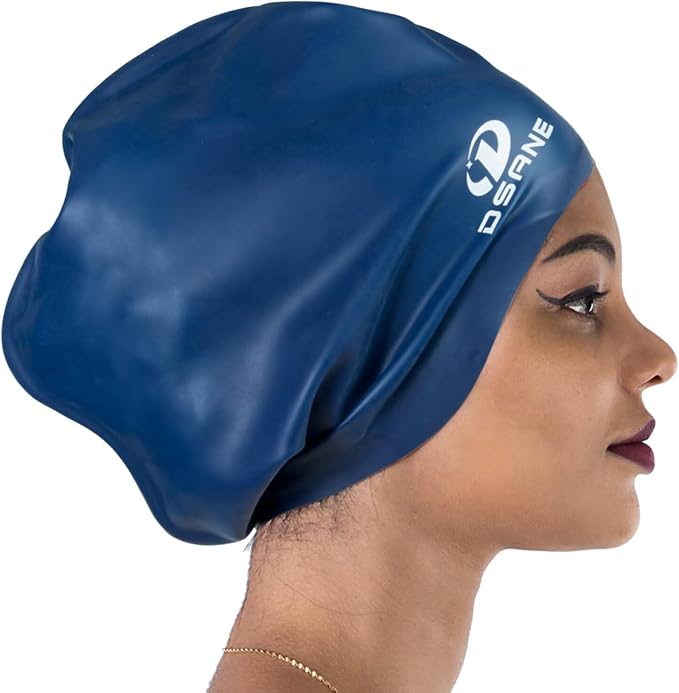 Dsane Extra Large Swimming Cap for Women and Men,Special Design Swim Cap for Very Long Thick Curly Hair&Dreadlocks Weaves Braids Afros Silicone Keep Your Hair Dry
