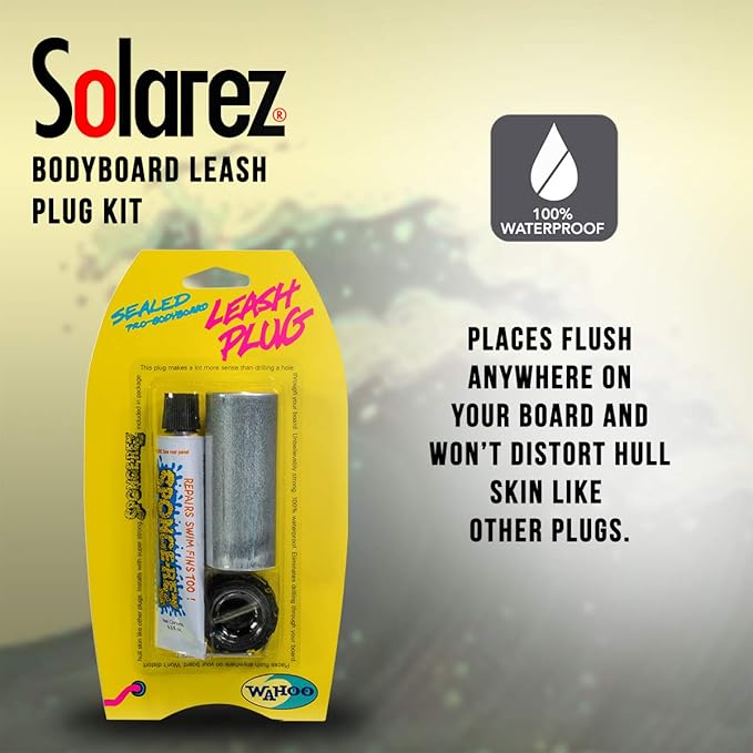 Solarez Wahoo Sponge-REZ Bodyboard Leash Plug KIT ~ Includes Sponge-Rez, for Soft Boards, Sail Boards, ABS-PVC Deck Plugs. Don't Drill a Hole in Your Board! ~ Not for use on EPS! - Made in USA