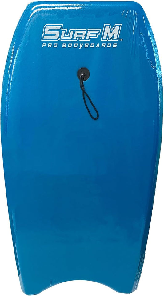 PMU 33 Inch Sky Blue Bodyboard - Lightweight Wrist Leash, Slick Bottom Boards for Beach, Sea & Pool - Surfing Board for Kids, Teens & Adults Wave Conditions Pkg/1