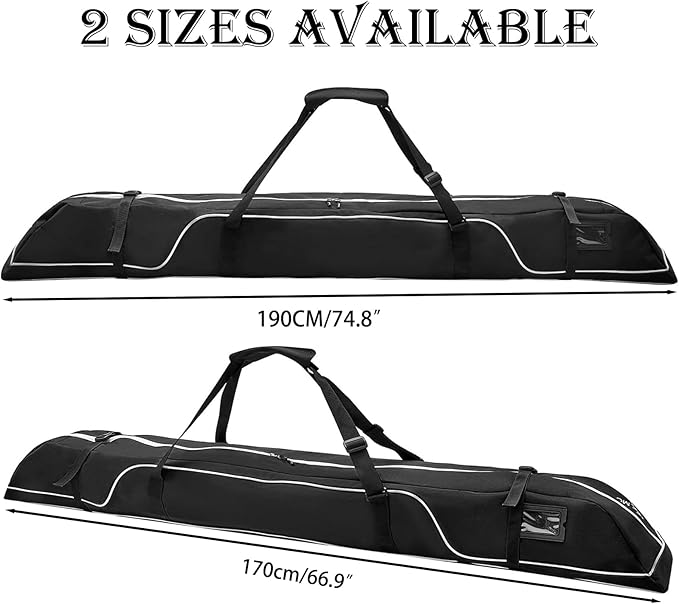 Ski Bag,Single Ski Bags for Air Travel,Ski Bag with Separate Pole Slot,Ski Travel Bag for Snow Gear, Poles and Accessories