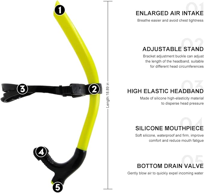 Snorkel Swim Training Practice Freestyle Learn to Swim for Pool Swimming and Open Water Snorkeling