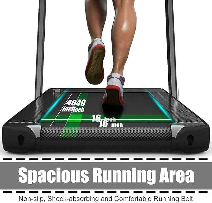 GYMAX Walking Pad, 2.25HP Foldable Treadmill with Smart App & Remote Control, Bluetooth LED Monitor, Small Spaces Compact Running Machine, Folding Portable Under Desk Treadmill for Home Office