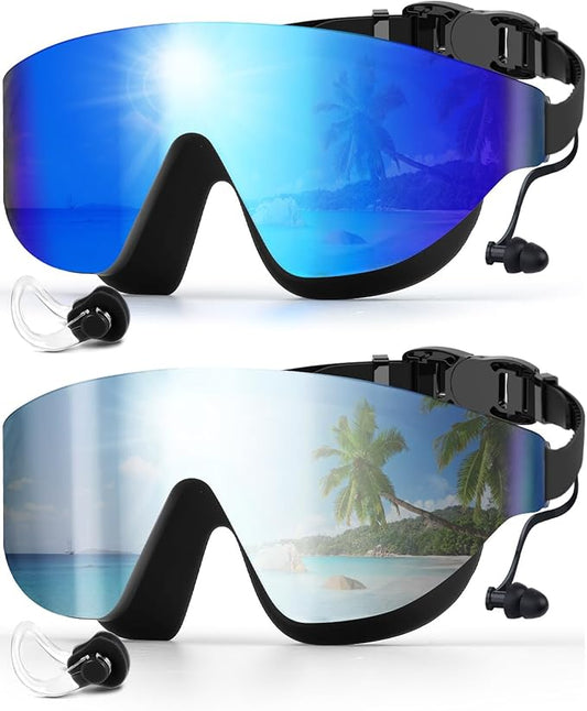 Swim Goggles, Frameless Wide View Swimming Goggles, Anti-Fog Anti-UV No Leaking Pool Goggles for Men Women Adult