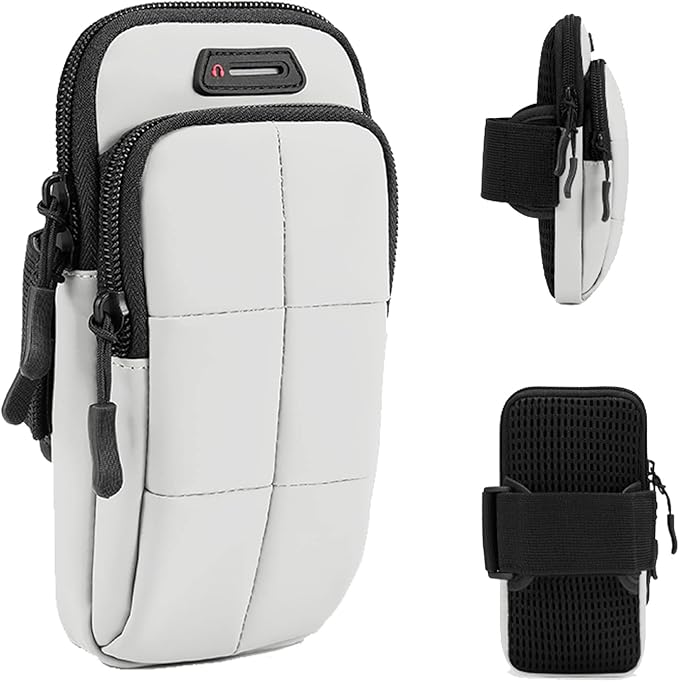 Phone Holder, Arm Bands for Workout, Use for Running, Walking, Hiking & Biking (Grayish White)
