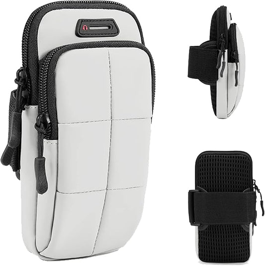 Phone Holder, Arm Bands for Workout, Use for Running, Walking, Hiking & Biking (Grayish White)