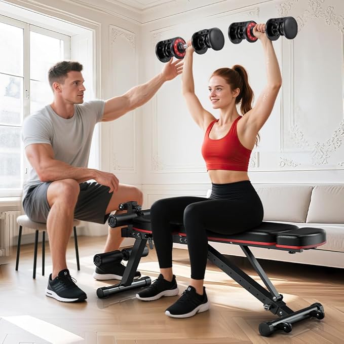 XDDIAS Adjustable Dumbbell Set of 2, 25/55/80LB Dumbbell Set-1Sec Adjustable Weights-5/10 in 1 Free Weights Dumbbells Set with Effortless Tray/No-Slip Handle-Compact Size for Women/Men at Home Gym