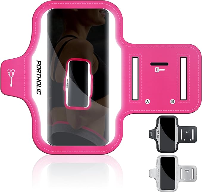 PORTHOLIC 2025 Running Armband Water Resistant Sports Phone Holder Case with Extension Strap, Key Card Slot Up to 6.9" Phone for iPhone 17/16/15/14/13 Plus Air Pro Max XR/XS, Galaxy S25/24/S10