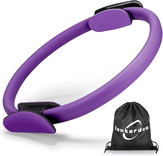 Pilates Ring Fitness Circle 14" Yoga Rings Magic Circle with Dual Padded Handles for Toning Arms, Thighs/Legs & Core，Home Exercise Equipment ﻿