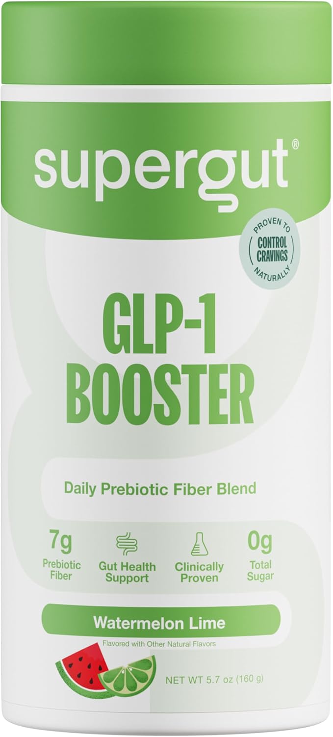 Supergut Gut Healthy Flavored GLP-1 Booster, Watermelon Lime - High Fiber GLP-1 Supplement Powder for Women & Men - Sugar-Free Drink Mix for Gut Health & Digestive Support (18 Servings)