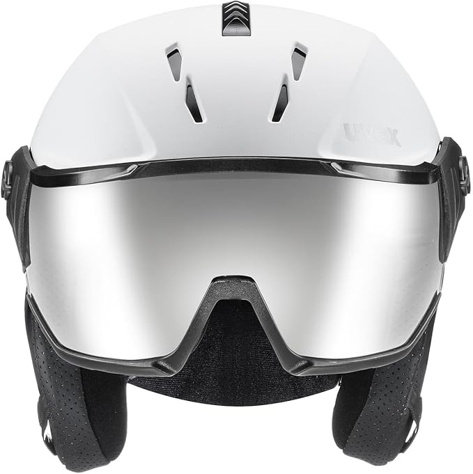 uvex Instinct Visor - Adjustable ski & Snowboard Helmet with Integrated Visor for Women & Men - White-Black Matte - Large