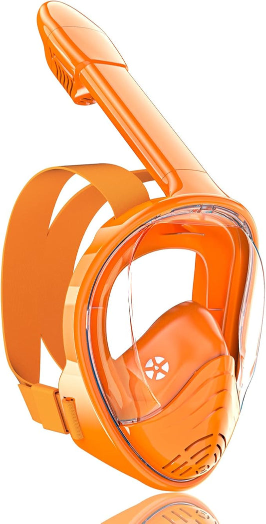 QingSong Kids Snorkel Mask Full Face, Snorkeling Set with Camera Mount, Foldable 180 Degree Panoramic View Snorkeling Gear Anti-Fog Anti-Leak