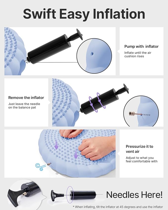 Wobble Cushion-Stability Wiggle Seat with Pump,Balance Disc for Yoga Core Training, Posture Correction, Sensory Focus, Wobble Seat for Office or Classroom Use