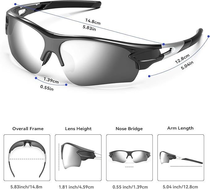 BEACOOL Polarized Sports Sunglasses for Men Women Youth Baseball Fishing Cycling Running Golf Motorcycle Tac Glasses UV400