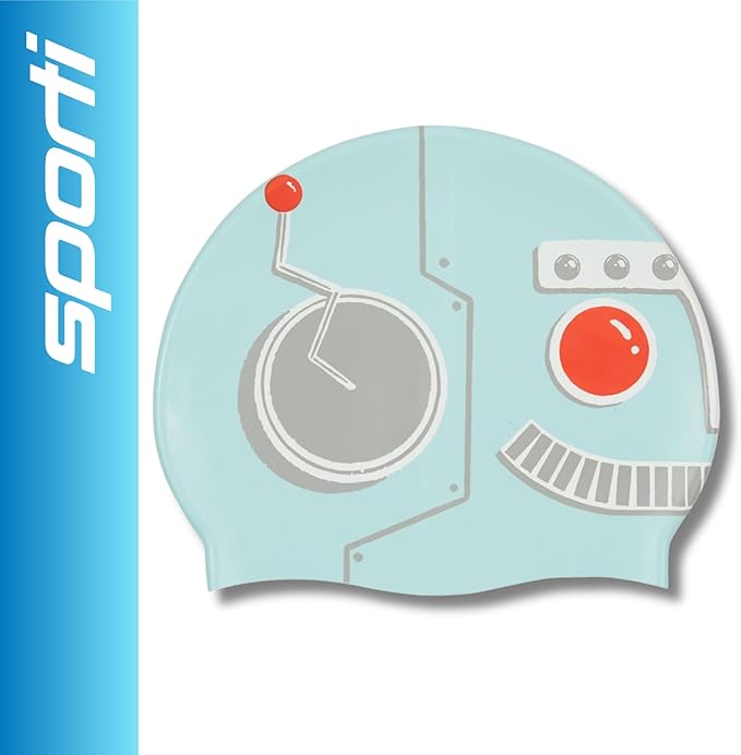 Sporti Silicone Swim Cap for Kids, Unisex Youth Swimming Cap, Protection Bathing Caps for Your Children, Aged 2-10