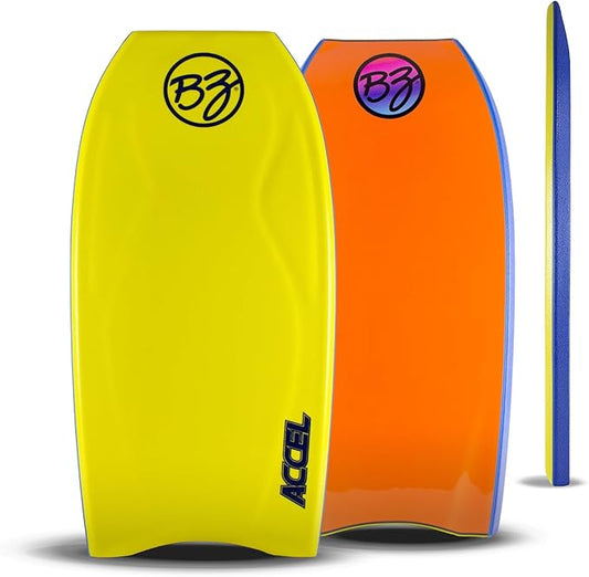 BZ Bodyboards - Accel Pro Board - Crescent Tail, Slick Bulbs, Contoured Deck Cutting Edge, High Performance - Advanced Riders