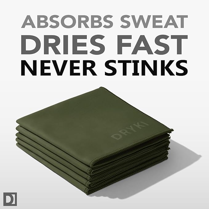 Pocket-Sized Sweat Towels - The Original Sweat Absorbing Handkerchiefs - Quick-Dry Microfiber Sweat Rags for Face, Hands, & Body - Men & Women - Gym, Sports, and Work (Green: 5 Pack)