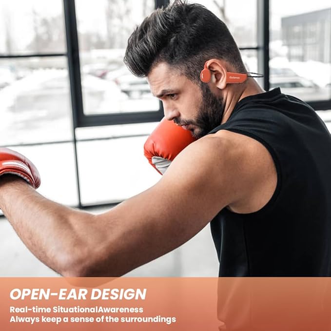 Open Ear Headphones, Open Wireless Earphones, 15HBluetooth Playback 5.3 Sports Earphones, Built-in Microphone, Suitable for Sports Running,Exercise (Black&Orange)