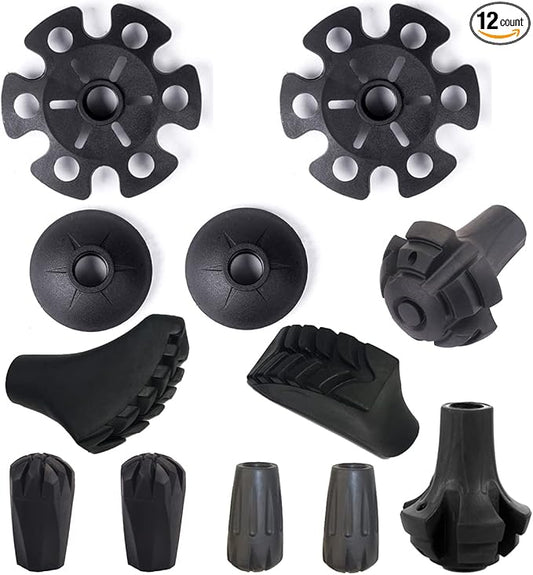 Trekking Pole Accessories Extra Thick and Wear Resisting Rubber Tips Snow Support Mud Support for Hiking Poles for All Common Trekking Poles, Hiking Sticks, Nordic Walking Poles with a Inner Diameter of 11mm/0.43"