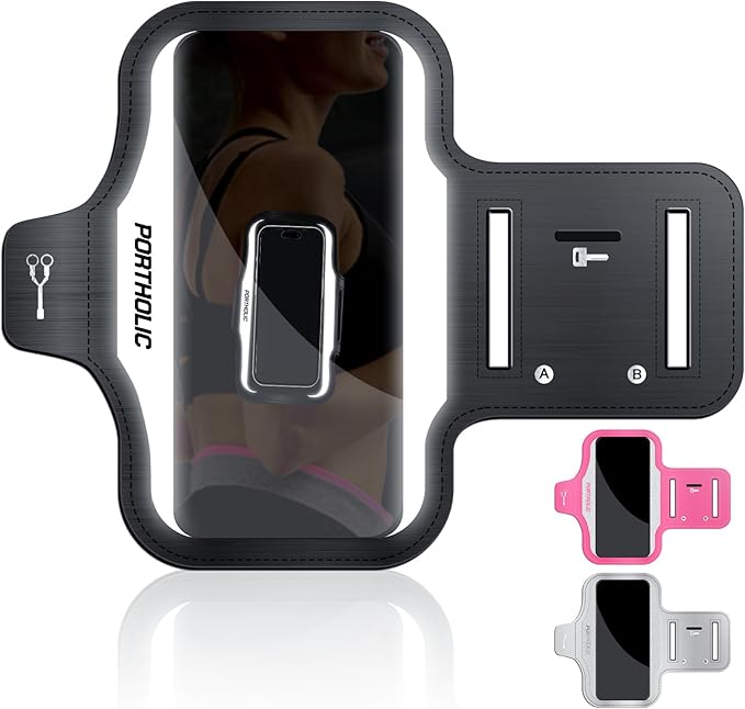 PORTHOLIC 2025 Running Armband Water Resistant Sports Phone Holder Case with Extension Strap, Key Card Slot Up to 6.9" Phone for iPhone 17/16/15/14/13 Plus Air Pro Max XR/XS, Galaxy S25/24/S10
