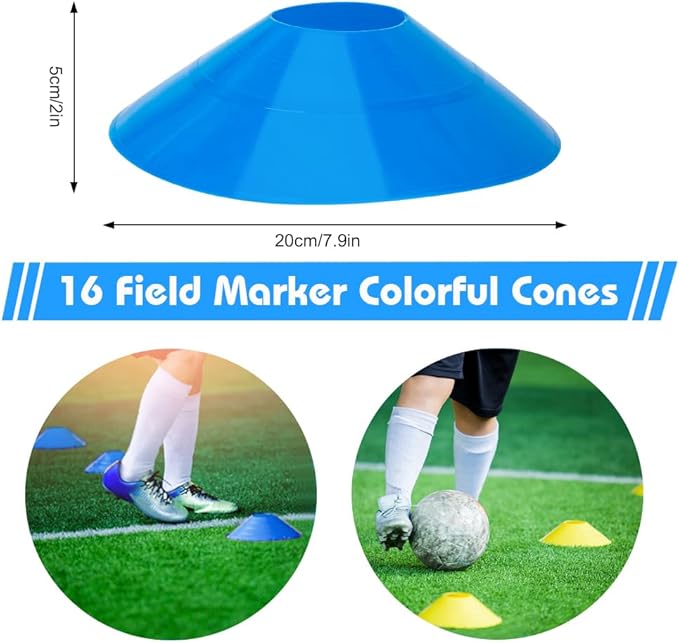 Soccer Speed Agility Training Set - 20FT Agility Ladder 12/16 Sports Cones and Soccer Kick Trainer Football Training Equipment Footwork Drills for Youth and Adults