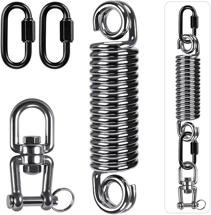 SELEWARE Heavy Bag Spring, Punching Bag Hanging Kit with Swivel & 2 Carabiners, 360 Rotational Hanging Accessory for Boxing Bag