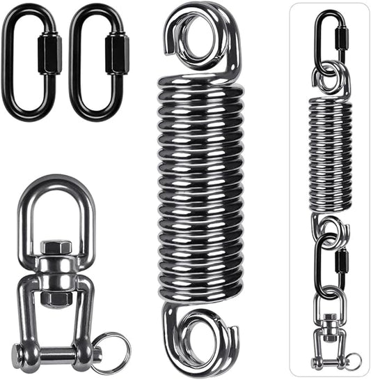 SELEWARE Heavy Bag Spring, Punching Bag Hanging Kit with Swivel & 2 Carabiners, 360 Rotational Hanging Accessory for Boxing Bag