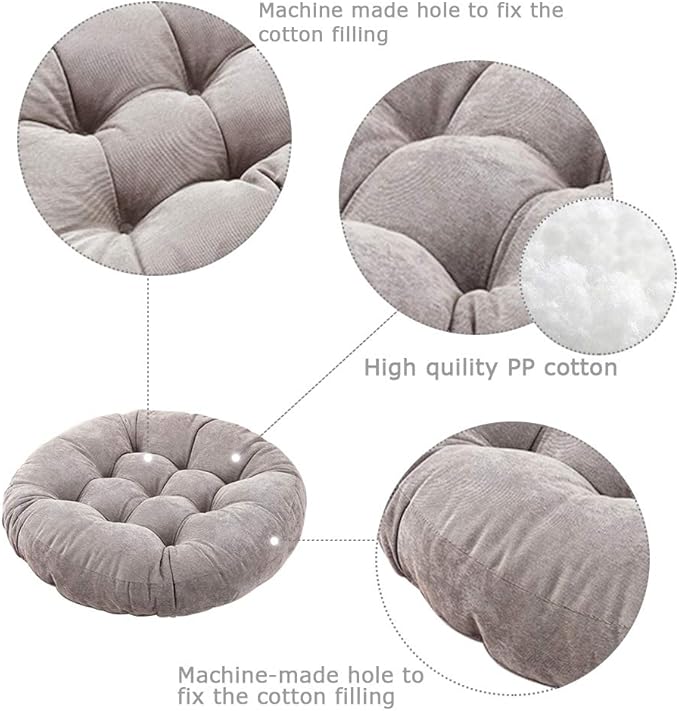 Tiita Floor Pillows Cushions Round Chair Cushion Outdoor Seat Pads for Sitting Meditation Yoga Living Room Sofa Balcony 22x22 Inch, Grey