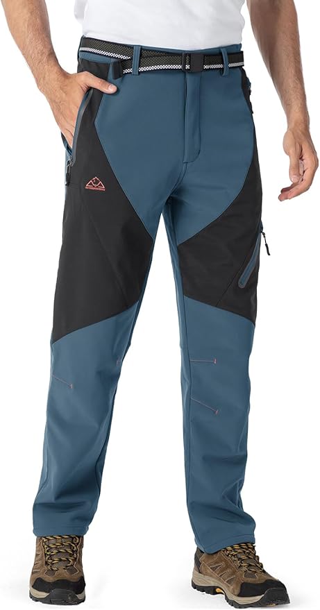 YSENTO Men's Fleece Lined Ski Snow Pants Winter Waterproof Softshell Insulated Hiking Cargo Pants