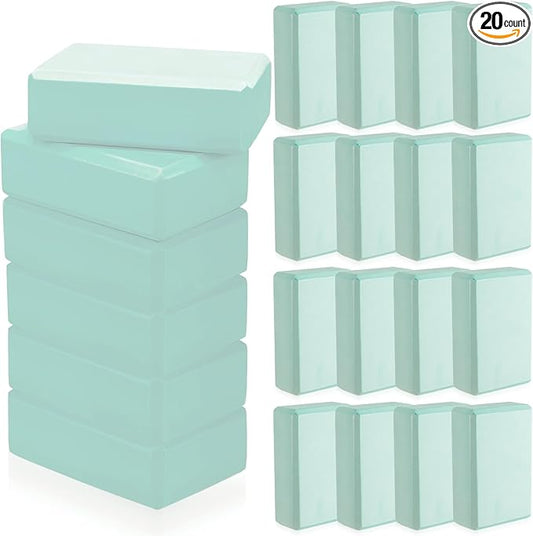 Outus 20 Pcs Yoga Blocks Bulk 9 x 6 x 3 Inch High Density Bricks to Improve Strength Flexibility Balance Soft Non Slip Gymnastic Blocks for Yoga Sports