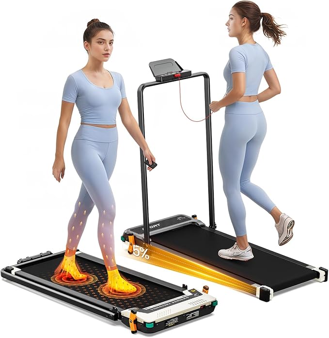 FUNRAY Versatile Walking Pad Treadmill with Incline - Dual-Sided Under Desk Treadmill with Foot Massage,2 in 1 Walking Machine for Home/Office with 330LBS Weight Capacity