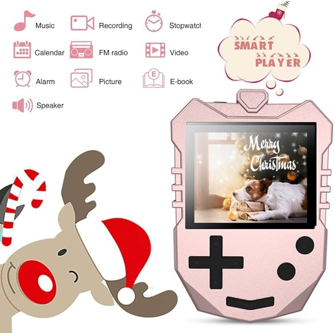 AGPTEK MP3 Player for Kids, Portable 8GB Music Player with Built-in Speaker, FM Radio, Voice Recorder, Expandable Up to 128GB, Rose Gold,K1