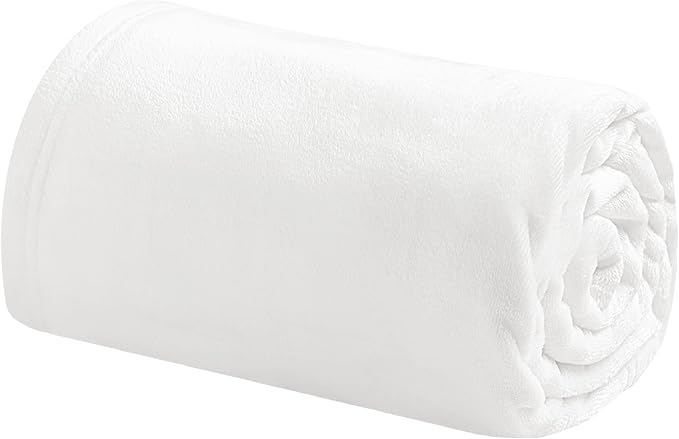 Bedsure Bedding Fleece Blanket for Girls and Boys - Soft Cozy Cute Small Throw Blankets for Travel, 43x55 Inches, White