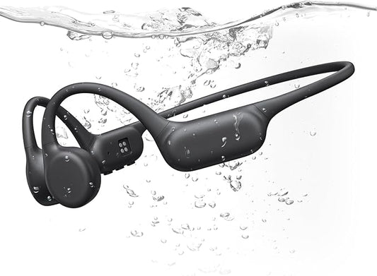 PSIER Bone Conduction Headphones IPX8 Waterproof Swimming Headphones Open Ear Headphones with MP3 Mode 32GB Memory Up to 8 Hours Playtime Bluetooth 5.4 Ear Buds Secure Fit for Running and Fitness