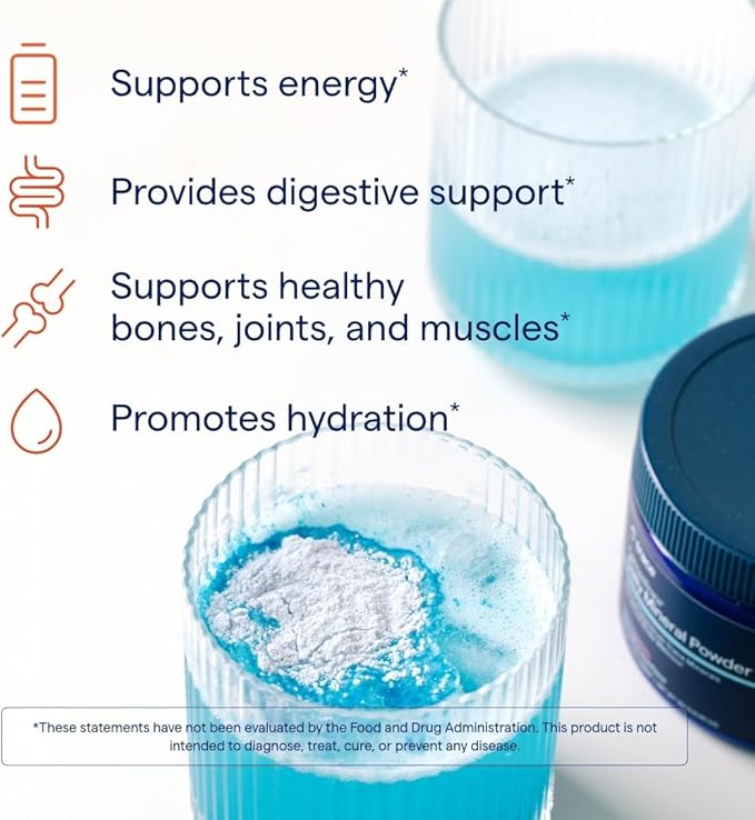 Trace Minerals ConcenTrace Daily Mineral Powder 60 Servings - 700mg of ConcenTrace per Serving (About 15 Drops) Full Spectrum for Whole Body Wellness- Blue Acai Flavor