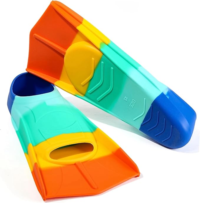 Kids Swim Fins,Short Kids Fins Youth Swimming Flippers for Lap Swimming Training for Children Girls Boys Beginners