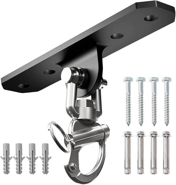 Yes4All Punching Bag Hanger, Stainless Steel Swivel Chain with 4 Snap Hooks for Heavy Bag, Gym Swing, Trapeze, and Hammock