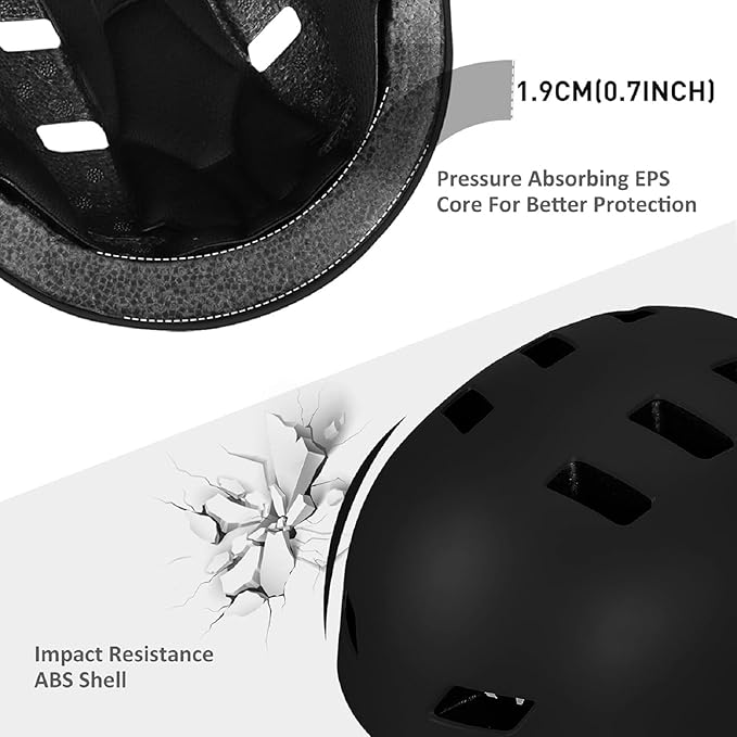 Bike Helmet 3 Sizes for Teenager Kids Youth Adults,Bavilk Skateboard Helmet Adjustable Multi-Sport Bicycle Cycling Scooter Roller Skate Inline Skating Rollerblading for Girls Boys Women Men Teen