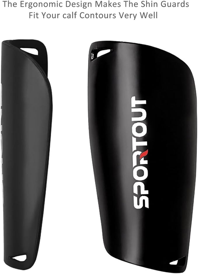 Sportout Soccer Shin Guards - Shin Guards Soccer Kids Youth Adult Protective Shin Pads with Sleeves and Insert Pocket for Boys Girls for Age 4-6, 6-8, 8-10,10-12,12-14,14-Adult