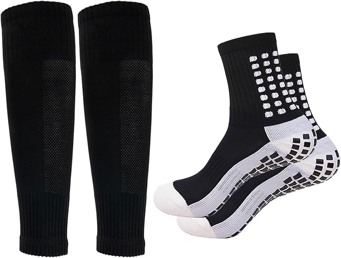 Men's Soccer Non Skid Ball Socks Anti Slip Grip Non Slip Socks, Shin Guard Sleeves, With Or Without Guard Straps for Football