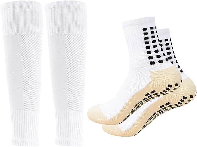 Men's Soccer Non Skid Ball Socks Anti Slip Grip Non Slip Socks, Shin Guard Sleeves, With Or Without Guard Straps for Football