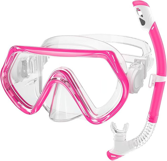 Snorkeling Gear for Kids, Kids Snorkel Set for Ages 3-14, Anti-Fog Diving Mask and Dry Top Snorkel Combo Set, Unisex Swimming Goggles