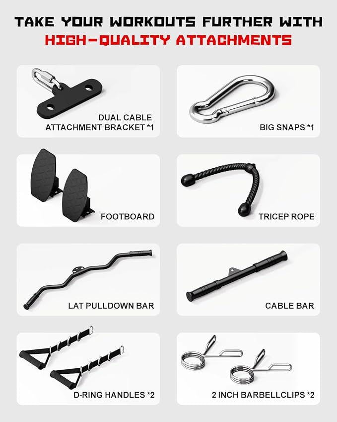 Wall Mount Cable Station, WM1 Cable Crossover Machine with 17 Positions, High and Low Cable Crossover Machine with Removable Footplate for Garage Home Gym