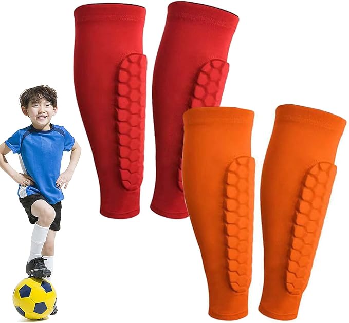 Shin Defender Shin Guards Kids 2 Pair, Shindefender Shin Guards Soccer, with Honeycomb Pads, for Soccer Kids Youth Adult