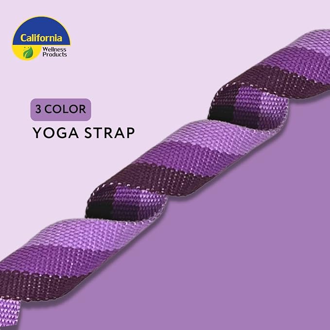 California Yoga Strap | Yoga Belt with Safe Adjustable D-Ring Buckle for Pilates | Stretching Strap | Exercise Bands | Physical Therapy | Improves Sitting Posture