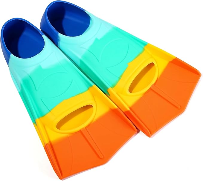 Kids Swim Fins,Short Kids Fins Youth Swimming Flippers for Lap Swimming Training for Children Girls Boys Beginners