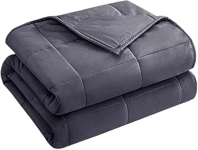 yescool Weighted Blanket for Adults (12 lbs, 60” x 80”, Grey) Cooling Heavy Blanket for Sleeping Perfect for 110-130 lbs, Queen Size Breathable Blanket with Premium Glass Bead, Machine Washable